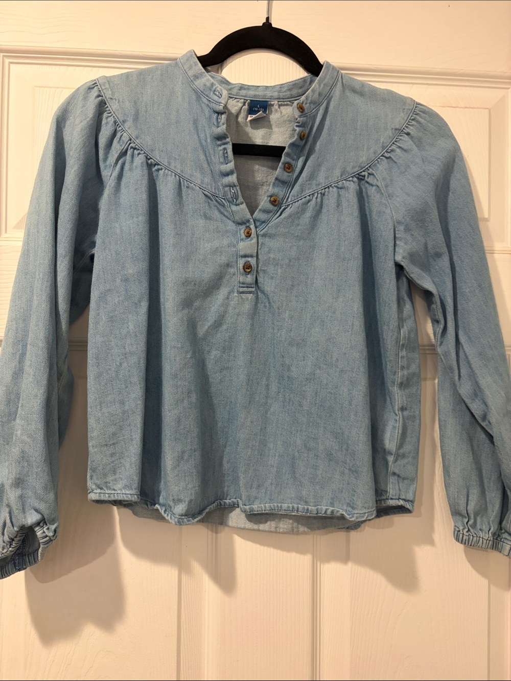 Old Navy Light Blue Denim Long Sleeve Henley Top for Kids